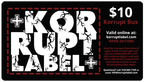 Korrupt Label $10 Gift Card